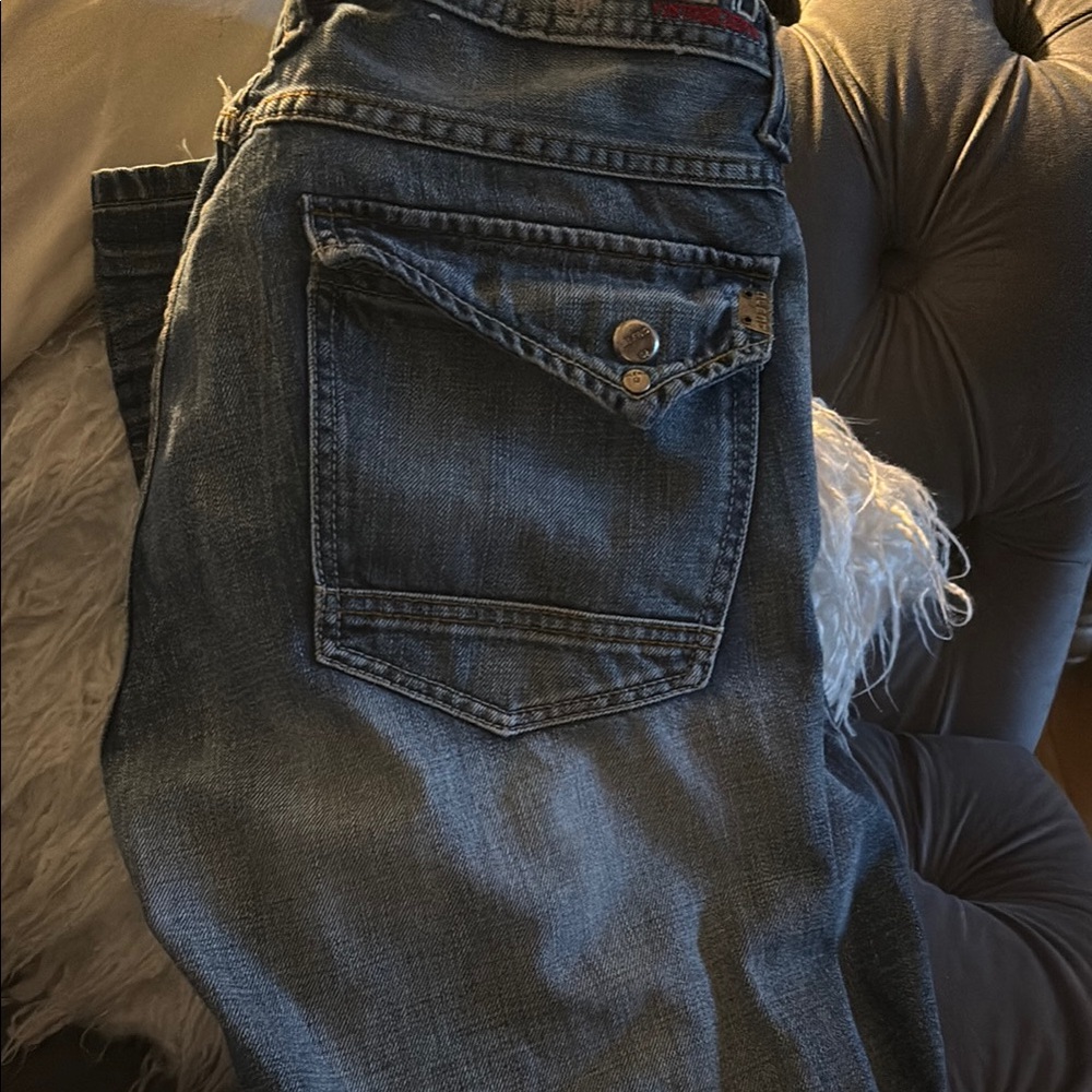 Slim Straight Blue Jeans with Classic Faded Look